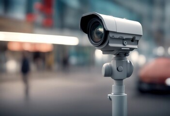 selective focus camera surveillance enhanced perimeter human external background ai generated industry urban television