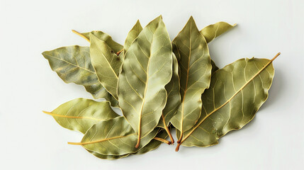 Fototapeta premium Fresh bay leaves on white background