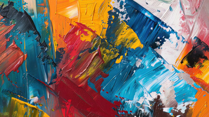 Fototapeta premium Bold brush strokes and knife work create an abstract art piece on canvas. The original oil painting uses natural color tones.