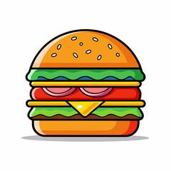 Burger vector illustration, Burger vector art, Burger silhouette, burger cartoon character