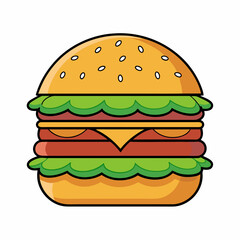 Burger vector illustration, Burger vector art, Burger silhouette, burger cartoon character