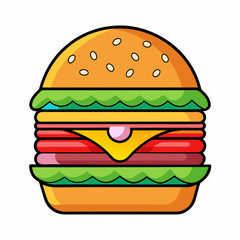Burger vector illustration, Burger vector art, Burger silhouette, burger cartoon character