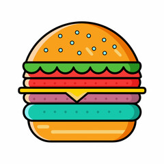 Burger vector illustration, Burger vector art, Burger silhouette, burger cartoon character