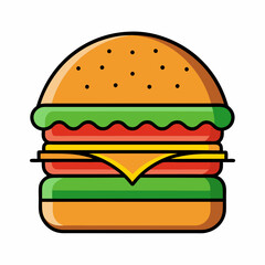 Burger vector illustration, Burger vector art, Burger silhouette, burger cartoon character