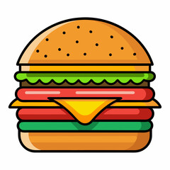 Burger vector illustration, Burger vector art, Burger silhouette, burger cartoon character