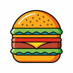 Burger vector illustration, Burger vector art, Burger silhouette, burger cartoon character