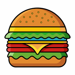 Burger vector illustration, Burger vector art, Burger silhouette, burger cartoon character