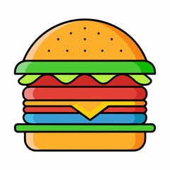 Burger vector illustration, Burger vector art, Burger silhouette, burger cartoon character