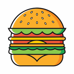 Burger vector illustration, Burger vector art, Burger silhouette, burger cartoon character