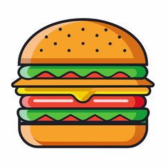 Burger vector illustration, Burger vector art, Burger silhouette, burger cartoon character