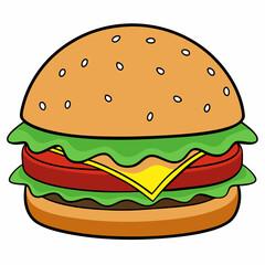 Burger vector illustration, Burger vector art, Burger silhouette, burger cartoon character