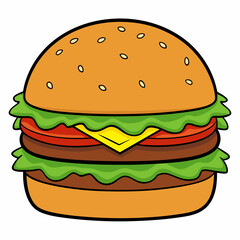 Burger vector illustration, Burger vector art, Burger silhouette, burger cartoon character