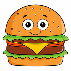 Burger vector illustration, Burger vector art, Burger silhouette, burger cartoon character