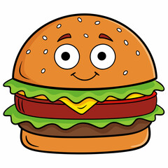 Burger vector illustration, Burger vector art, Burger silhouette, burger cartoon character