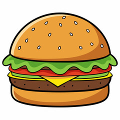 Burger vector illustration, Burger vector art, Burger silhouette, burger cartoon character