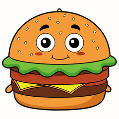 Burger vector illustration, Burger vector art, Burger silhouette, burger cartoon character