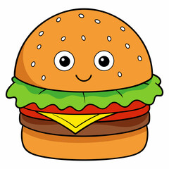 Burger vector illustration, Burger vector art, Burger silhouette, burger cartoon character
