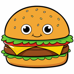 Burger vector illustration, Burger vector art, Burger silhouette, burger cartoon character