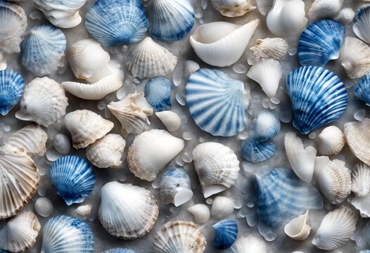 isolated seashell summer background ocean beautiful blue sea seashells white nature shell mineral texture collection tropical transparent