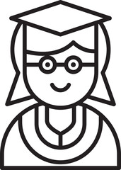Girl Student Avatar Line Art
