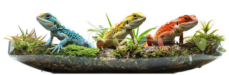 Fototapeta premium exotic Lizard Crickets in Terrarium Isolated cut out dicut PNG on transparent