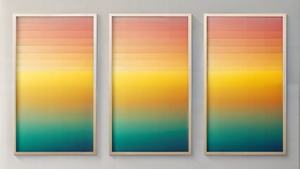 Fototapeta premium set of three vertical poster, color field, isolated on white background