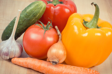 Natural ripe vegetables as source vitamins and minerals. Healthy nutrition