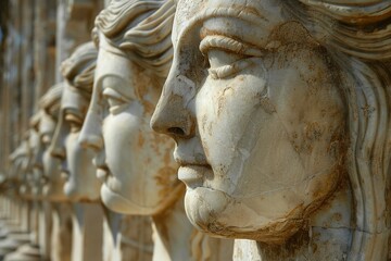 Obraz premium Greek Theater Masks: Timeless and Expressive Classical Sculpture by Phidias.