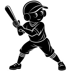 Baseball player vector illustration, Baseball player vector art, Baseball silhouette, Baseball player with bat icon