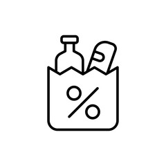 Grocery bag outline icons, minimalist vector illustration ,simple transparent graphic element .Isolated on white background
