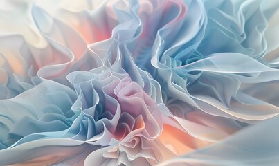 A wavy, translucent fabric flowing in a gentle, layered composition. Ethereal and delicate, it evokes a dreamy, modern atmosphere.