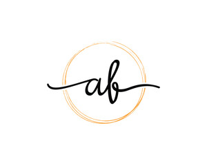 AF initial letter handwriting logo design ,signature logo template,beauty initial with circle design