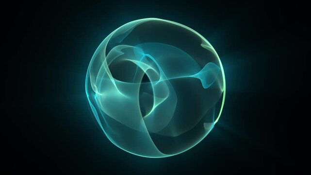 Liquid energy sphere with smooth waves slowly floating inside and soft glow effect on a dark background. Seamless vj loop animation of magic plasma orb for science and art performance. Looped 4K 60fps