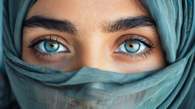 Portrait with female Muslim oriental eyes