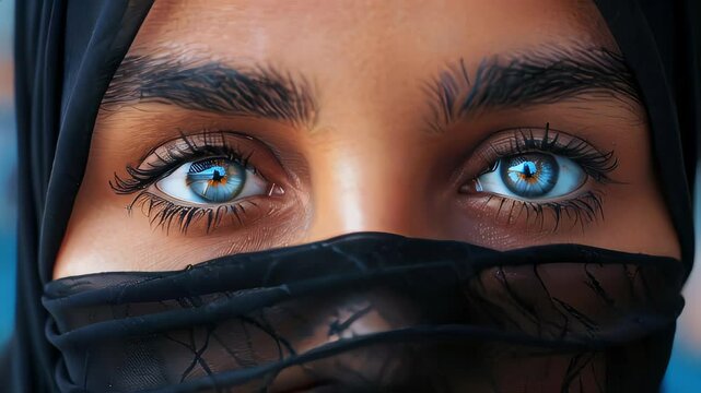 Portrait with female Muslim oriental eyes