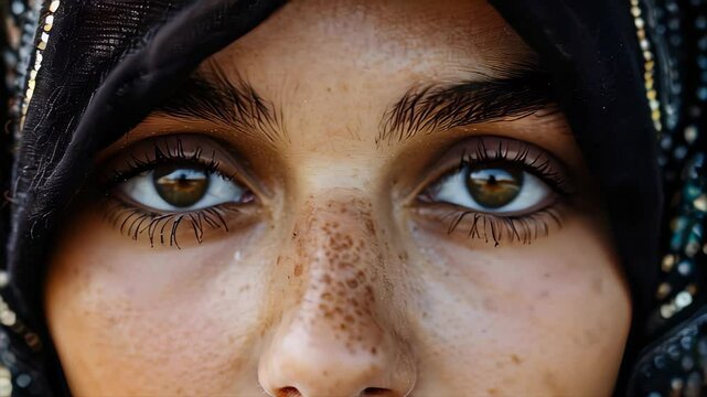 Portrait with female Muslim oriental eyes