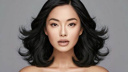 Naklejka premium Portrait asian woman model with beautiful natural face