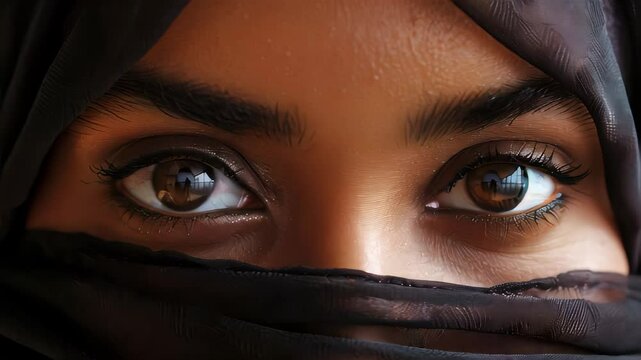 Portrait with female Muslim oriental eyes