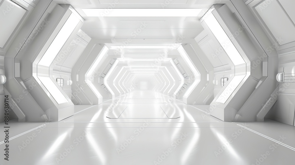 Wall mural white futuristic background with sleek modern technology design elements and abstract digital patter