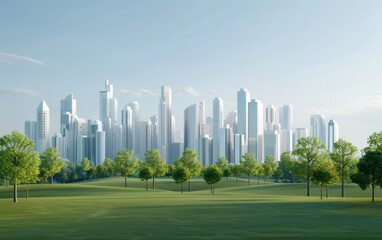 Obraz premium Future urban landscape with perfect integration of science and technology and ecology