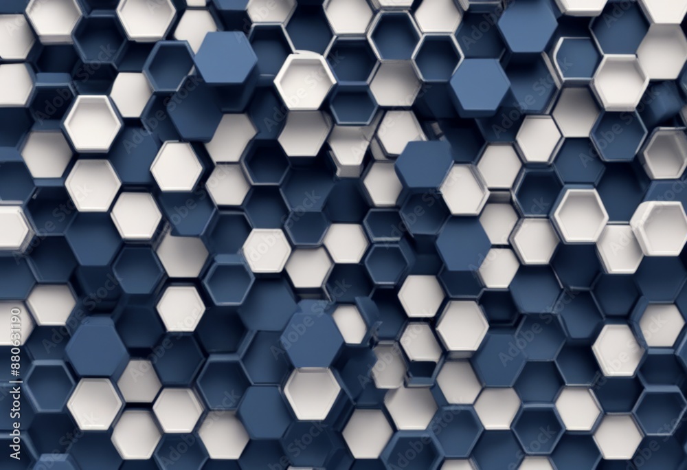 Wall mural background illustration blue dark 3d navy rendering texture hexagonal backdrop placeholder three dim