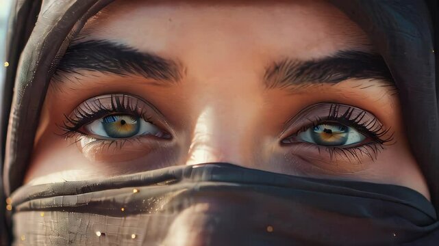 Portrait with female Muslim oriental eyes