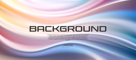 3D abstract wavy background with pastel purple flowers. Satin wave of movement. Vector illustration for flyer, banner, brochure, booklet, website or presentation design.