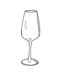 Port wine glass. Hand-drawn illustration of wine glass. Isolated on white background.