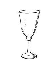 Hand-drawn wine glass. Sherry and vermouth glass hand-drawn illustration, Isolated on white background.