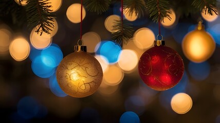 Fototapeta premium Festive Holiday Bokeh Lights: Vibrant Celebration Atmosphere