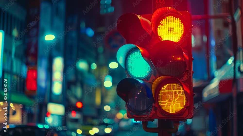 Leinwandbilder a traffic light with a countdown timer displaying seconds until the signal changes.