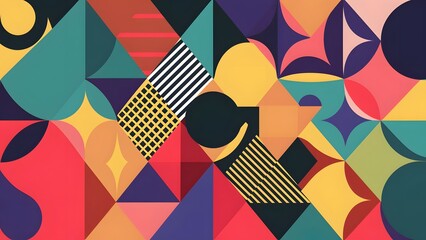 Colorful Geometric Abstract Pattern - Dynamic and Artistic Design for Modern Decor and Style
