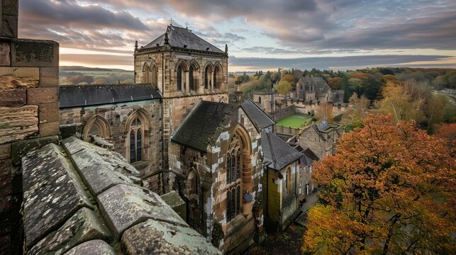 Hexham Abbey is a historic church located in Northumberland, England. It was built in medieval times and is still used as a place of worship today.
