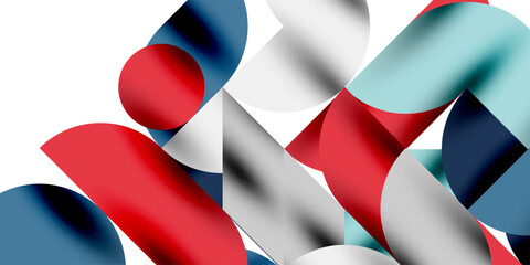 Tech minimal circular shapes geometric art. Vector modern circles